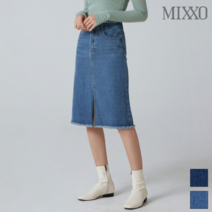 미쏘 미쏘 슬릿 미디 데님스커트_MIWWH9921J