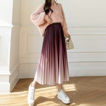 다이뻐 리틀깽스 44~77 가을 겨울 봄 편안한밴딩 백화점퀄리티 비비드 그라데이션 데이트룩 하객패션 주름 플리츠 롱스커트