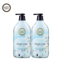 해피바스 퓨어 코튼 플라워 퍼퓸 바디워시, 900g, 2개입
