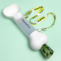 미우펀 강아지 휴대용 산책 물병 2in1 배변봉투 디스펜서, 민트 그린