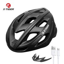자전거 헬멧 XTIGER MTB 사이클링 LED 라이트 야외 스포츠 로드 레이싱 산악 챙이 달린 충전식, 2.Black