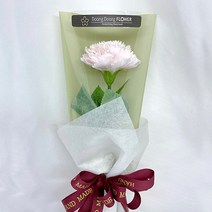 둥둥플라워 비누꽃 한송이 꽃다발 카네이션 어버이날 스승의날 핸드메이드 꽃선물, 연핑크 (기본사이즈)