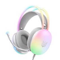 가성비 헤드폰 헤드셋 게이밍 ONIKUMA 2023 풀 RGB PC 게이머, 1.WHITE, 하얀색