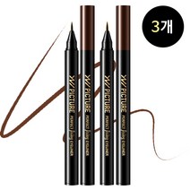 유니픽쳐 타투 꼼꼼 스키니 아이라이너, 브라운, 3개