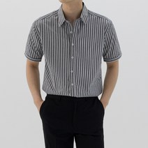 스타일에스 남자 빅사이즈 슬림핏 스트라이프 반팔 셔츠 봄 여름 남방