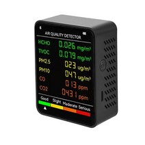 이산화탄소 측정기 미세먼지 가스농도 6in 1 공기 품질 검출기 PM2.5 PM10 HCHO TVOC CO 미터 이산화탄소, 02 Black