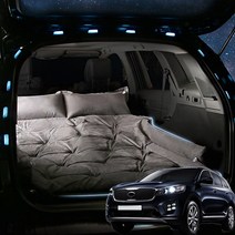 SUNCARMAT 올뉴쏘렌토 더뉴쏘렌토 쏘렌토더마스터 스웨이드 자충 에어매트 트렁크 바닥 매트 차량용 차박 캠핑 튜닝, 2인용, 브라운, 기아