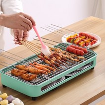 연기안나는 전기 그릴 불판 꼬치 구이 팬 바베큐 고기굽는 기계, 핑크 세트B