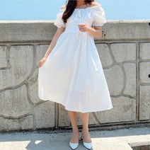 포미데이 리본 밴딩 반팔 롱 원피스