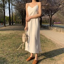 뷔스티에 끈나시 실키 롱 원피스