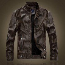 바이크 패션 재킷 따뜻한 겨울 가죽 자켓 Lente Mannen Opstaande Kraag Pu Leder Jas Imitatie Lederen Lederen Jas Plus, 커피, XXL
