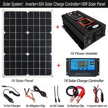 태양광 인버터 12v 순수 사인 DC ~ AC 110V/220V 6000W 휴대용 강력한 파워 뱅크 변환기 LCD 자동차 충전, 06 Black 18W 220V