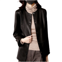 여성 베이직 라운드 가죽 자켓 leather jacket