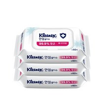 크리넥스 항균 안심물티슈 캡 60매 3팩/1팩, 3팩