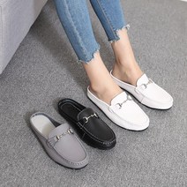 천연가죽 체인 블로퍼 발편한 여성슬리퍼 로퍼뮬 2cm