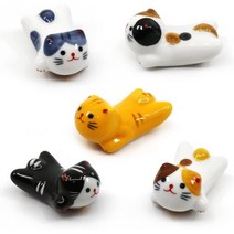 5 Pack Cat Chopsticks Rest Set Chinese Paint Brush Rests Japanese Style Porcelain Cute Lucky Ceramic, 귀여운 고양이