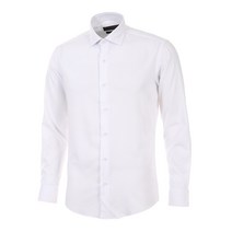 로베르타디까메리노 남성용 TR 스판 솔리드 슬림핏 화이트 긴소매 셔츠 RM1-251-1