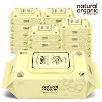 네츄럴오가닉 아기물티슈 시어버터(베이직) 엠보싱 스마트캡형80매[20팩], 80매, 20개