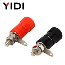 자동차배선레드 블랙 4mm 바나나 커넥터 골드 구리 니켈 플레이트 플러그 오디오 스피커 케이블 용 전원 소켓 바인딩 포스트, 1-어두운 회색