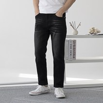S~4XL 남자 빅사이즈 워싱 테이퍼드 스판 데님 팬츠 사계절 청바지