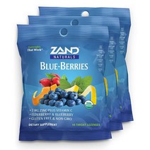 ZAND 유기농 블루 베리 HerbaLozenge 기침 드롭 | 진정 면역 지원을 위한 아연 엘더베리 및 허브 (3봉지 캔디 18개) 미국직송 321074, 3 Bags, 18 Lozenges