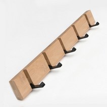 접이식 폴딩 대나무 원목 후크 벽옷걸이, 5구, 내추럴