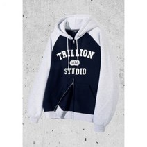 트릴리온 TRILLION 레글런 컬러 믹스 1992 그래픽 후드 집업 NAVY TRSHT08NV 115230
