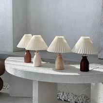 디안느 우디 플리츠 단스탠드 침실 무드등 엔틱 테이블 조명, 내추럴