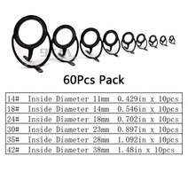 낚싯대 수리 키트 스피닝 로드 빌딩 부품 스테인리스 스틸 캐스팅 가이드 교체 세트 4 ~ 38mm 100 개, Size 14-42 60Pcs