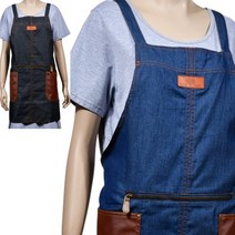 리시안제이 핸드메이드 데님 가죽포켓 지퍼 앞치마 공방용앞치마 앞치마작업복, FREE 진청