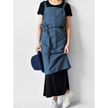 모올글래드 데님 앞치마 캐주얼 롱 앞치마 남녀공용 데일리 앞치마, 데님 앞치마 (스커트 블루), 1개