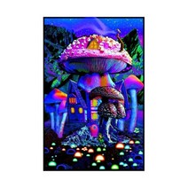 Mushroom House Non flocked Blacklight Poster 24