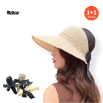 멜로우 1+1 리본 돌돌이 썬캡 챙넓은 와이어 썬캡 2개 세트