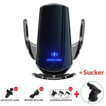 충전기 무선 차량용 고속 30W 자동차 무선 충전기 마그네틱 USB 마운트 전화기 홀더 아이폰 삼성 샤오미 적, 03 Black With Sucker