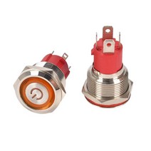 16mm/19mm 고전류 10A LED크롬 스위치 푸쉬온 푸쉬락 DIY버튼 방수 스위치 DC/AC, 19mm, 레드