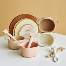 돗투돗 실리콘 이유식 볼 유아 식기, 브라운