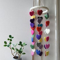 바보사랑 빈티지 하트 펠트 모빌 디자인 소품 .아트빌리지