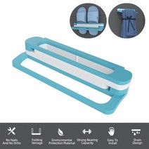 Foldable 4-in-one Self Adhesive Shoes Rack Multifunctional Wall-mounted Slipper Retractable Bathroom, [05] Blue-B