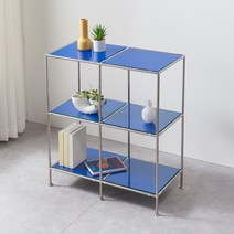 가구에 반하다 아트라인 2X2 선반 3단 800 모듈 선반 가구 유리 스테인레스 철제 강화유리 협탁, 옐로우, 컬러유리+수평조절발(기본)