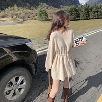 억조 드롭스커트 롱 스웨터 슬림핏 니트 원피스128