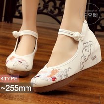 도오빠 여성 꽃신 자수 웨지힐 한복신발 여자꽃신 전통 결혼식 폐백 키높이 한복꽃신 에스닉 레이스업 인기템