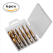 태핑머신 6pcs 육각 섕크 복합 탭 M3-M10 드릴링 태핑 챔 퍼링 3-in-one 기계 나사 세트, 02 6pcs-long handle