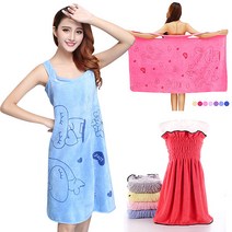 샤워가운 목욕타올 입는 타올 수건 비치타올 원피스, 샤워타올 (봄여름) 연퍼플