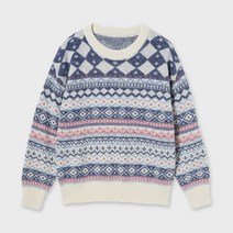 DNIT01 유니크 노르딕 패턴 니트 아이보리