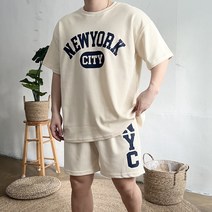 데일리 남자 엔시티 프린팅 반팔 반바지 여름 회색 커플 트레이닝 세트