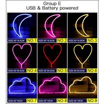 네온사인 룸인테리어LED 네온 불빛 많은 모양 야간 조명 로그인 램프 USB 더블 전원 실내 크리스마스 웨딩, 05 E_09 9