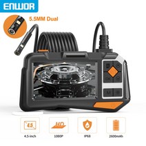 고성능 ENWOR 45 인치 산업용 내시경 듀얼 카메라 IPS 스크린 세미 리지드 케이블 IP68 방수 렌즈 검사 보어스코프 55mm, [01] Dual 55mm, 01 Dual 5.5mm_02 5m