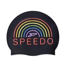 스피도 Speedo 남녀공용 실리콘 수영모자 수모, 스피도 Black/Rainbow