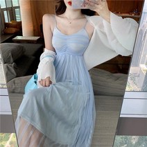 여신원피스 송희 보이핏 볼륨 디자인감각 끈나시 슬립 쉬폰 여성 여름 슬림 프렌치 산들바람 롱 319636210