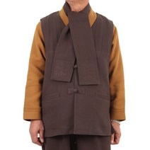 만덕몰 봄 가을/겨울 남성 면 골지 핀턱 자수 3ps(머플러 포함) 개량 생활한복 절복 법복